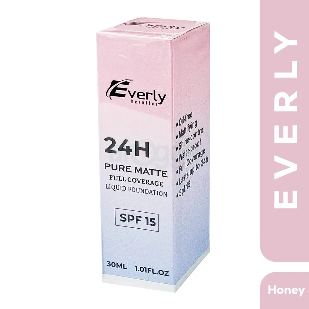 Everly Beauties 24H Pure Matte Full Coverage Liquid Foundation SPF 15 ...