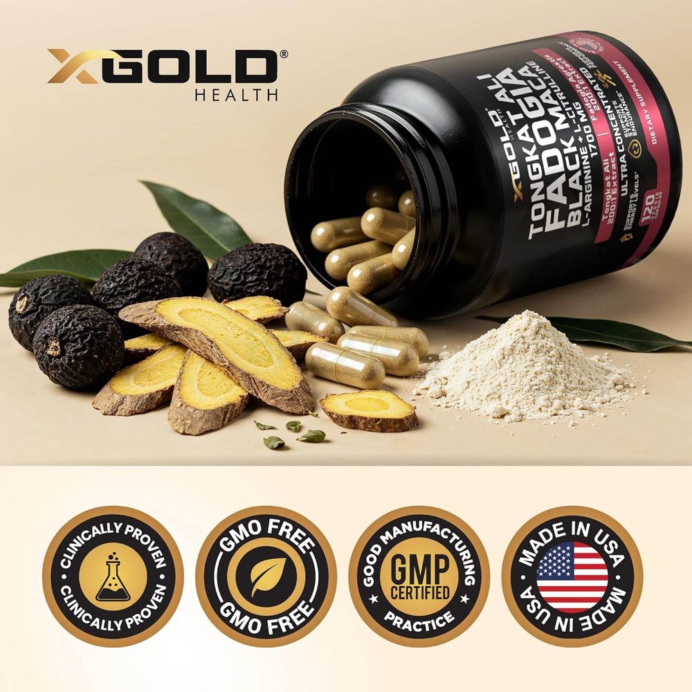 X Gold Tongkat Ali Fadogia Black Maca - 1,700mg - 120 Capsules  