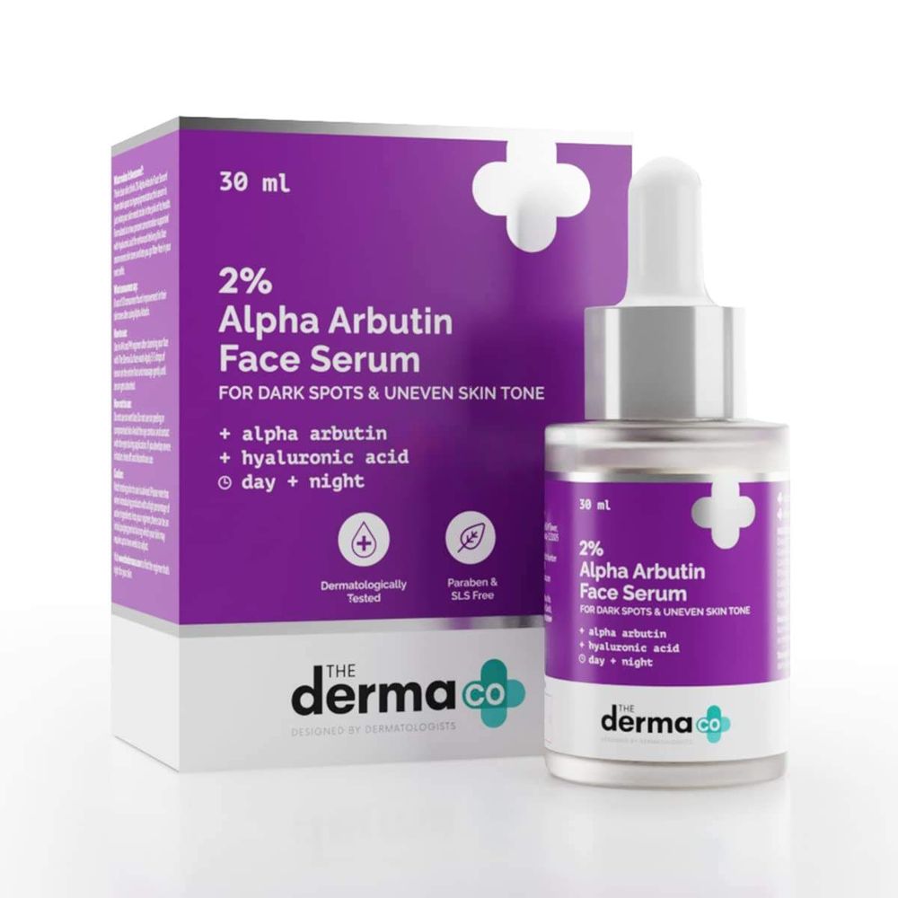 The Derma Co 2% Alpha Arbutin Face Serum for Dark Spots & Uneven Skin Tone 30ml  