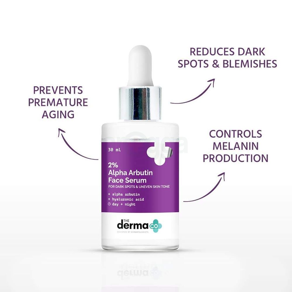 The Derma Co 2% Alpha Arbutin Face Serum for Dark Spots & Uneven Skin Tone 30ml  