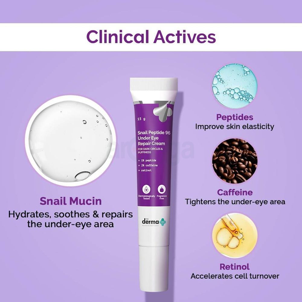 The Derma Co. Snail Peptide 96 Under Eye Repair Cream for Dark Circles & Pigmentation 15ml  