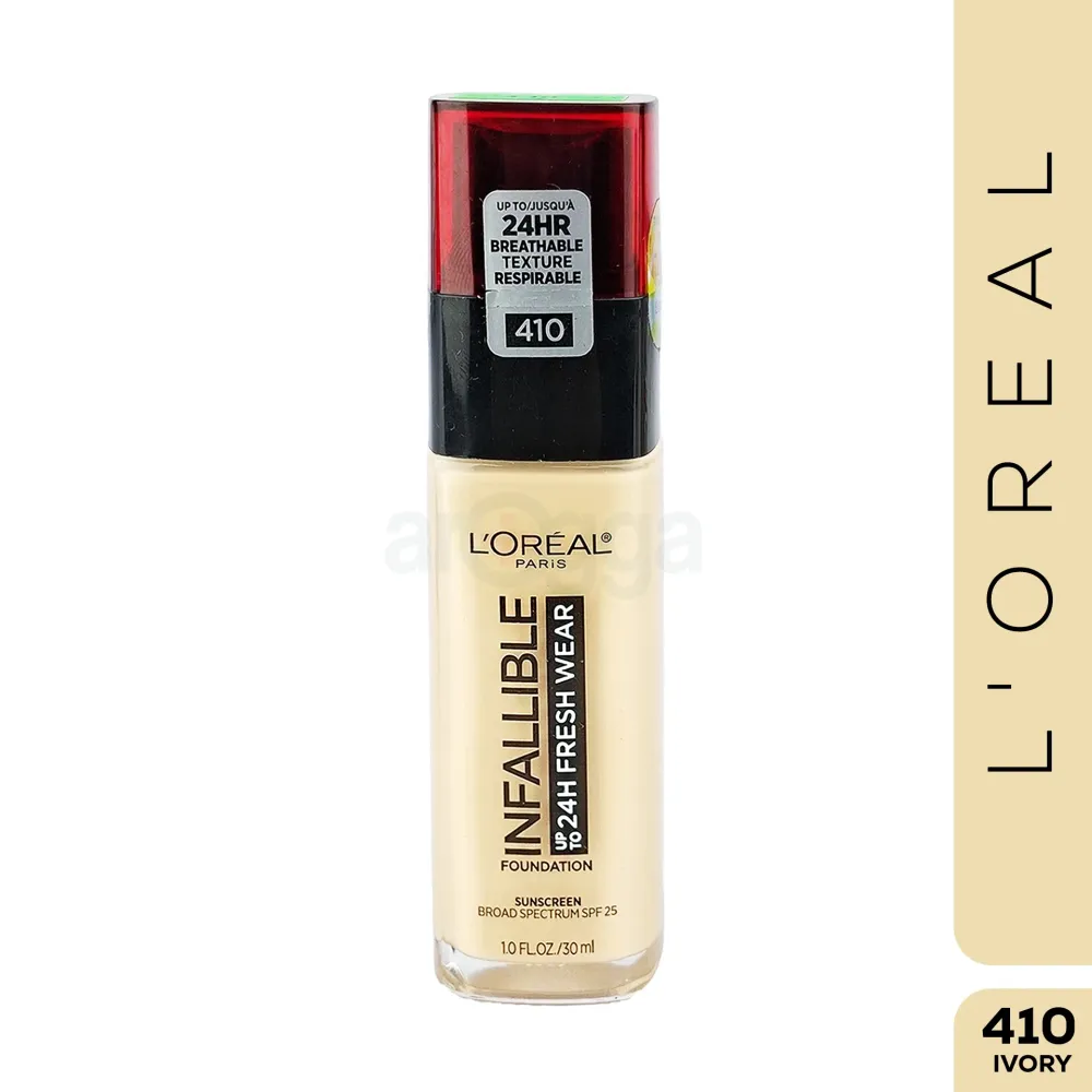 L'Oreal Paris Infallible Fresh Wear 24H Liquid Foundation Makeup 410 Ivory  
