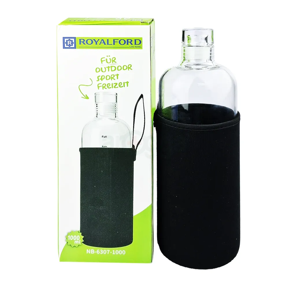 Royalford Glass Water Bottle – 1000ml (Model: NB-6307)  