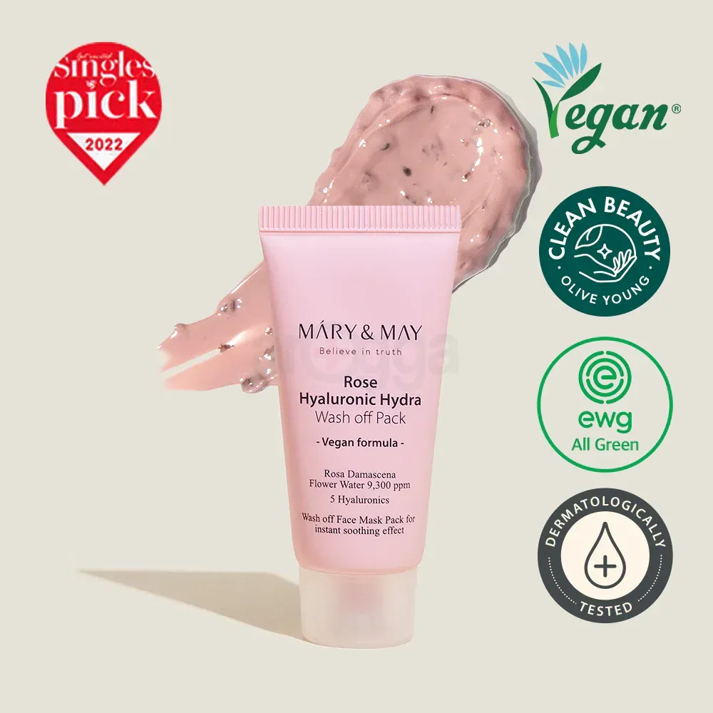 Mary & May Vegan Rose Hyaluronic Hydra Wash off Pack 30g  