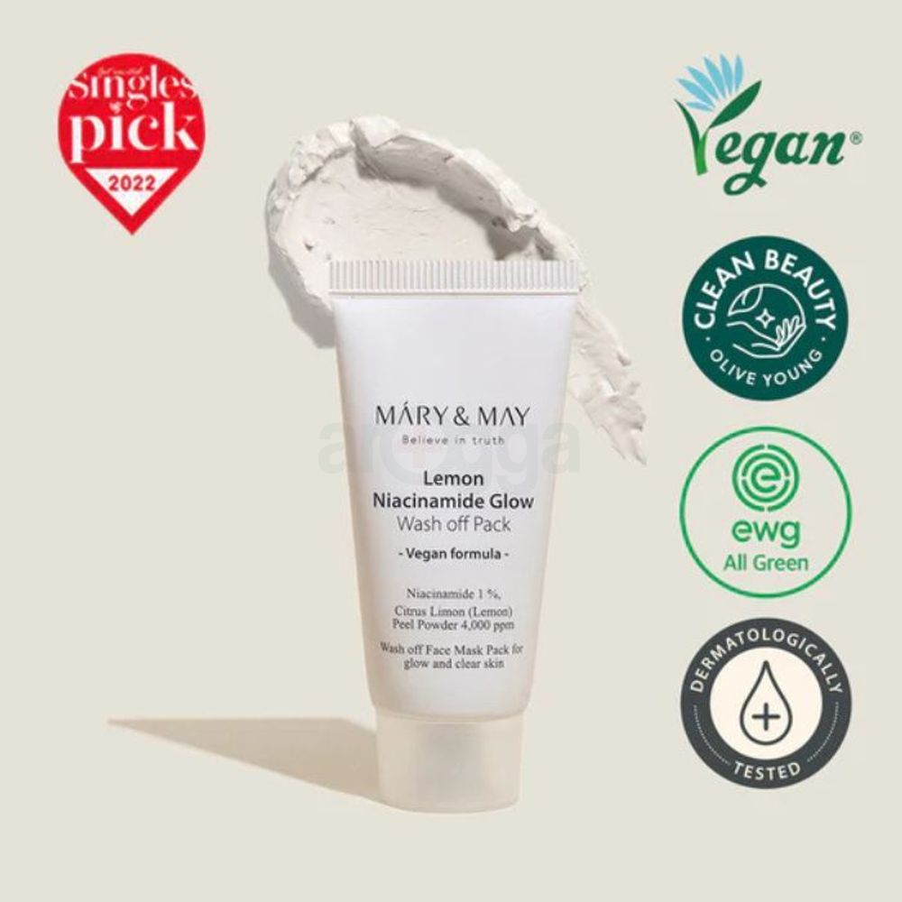 Mary & May Vegan Lemon Niacinamide Glow Wash off Pack 30g  