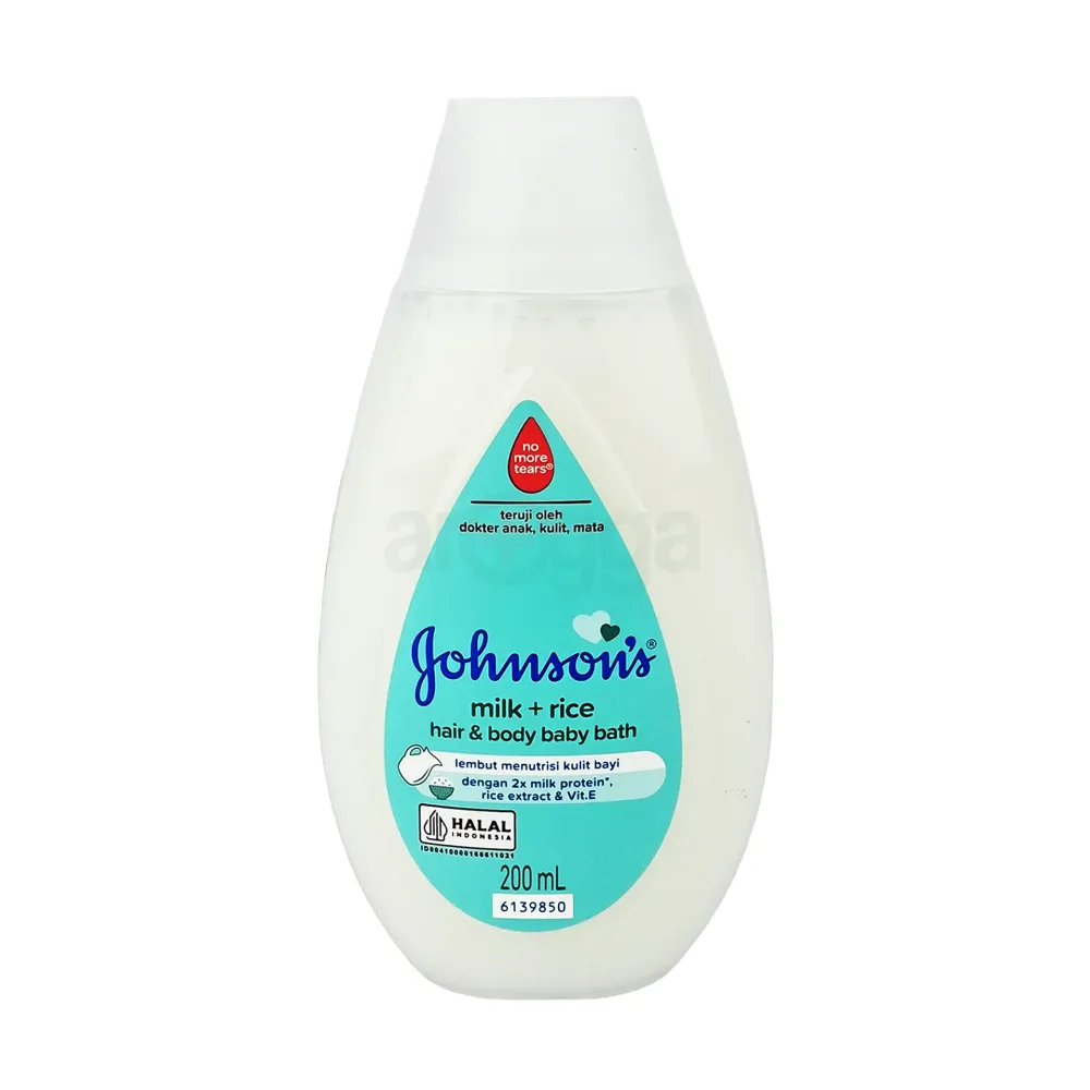 Johnson’s Milk + Rice  Hair & Body Baby Bath 200ml – With 2x Milk Protein & Rice Extract(Maid In Indonesia)  