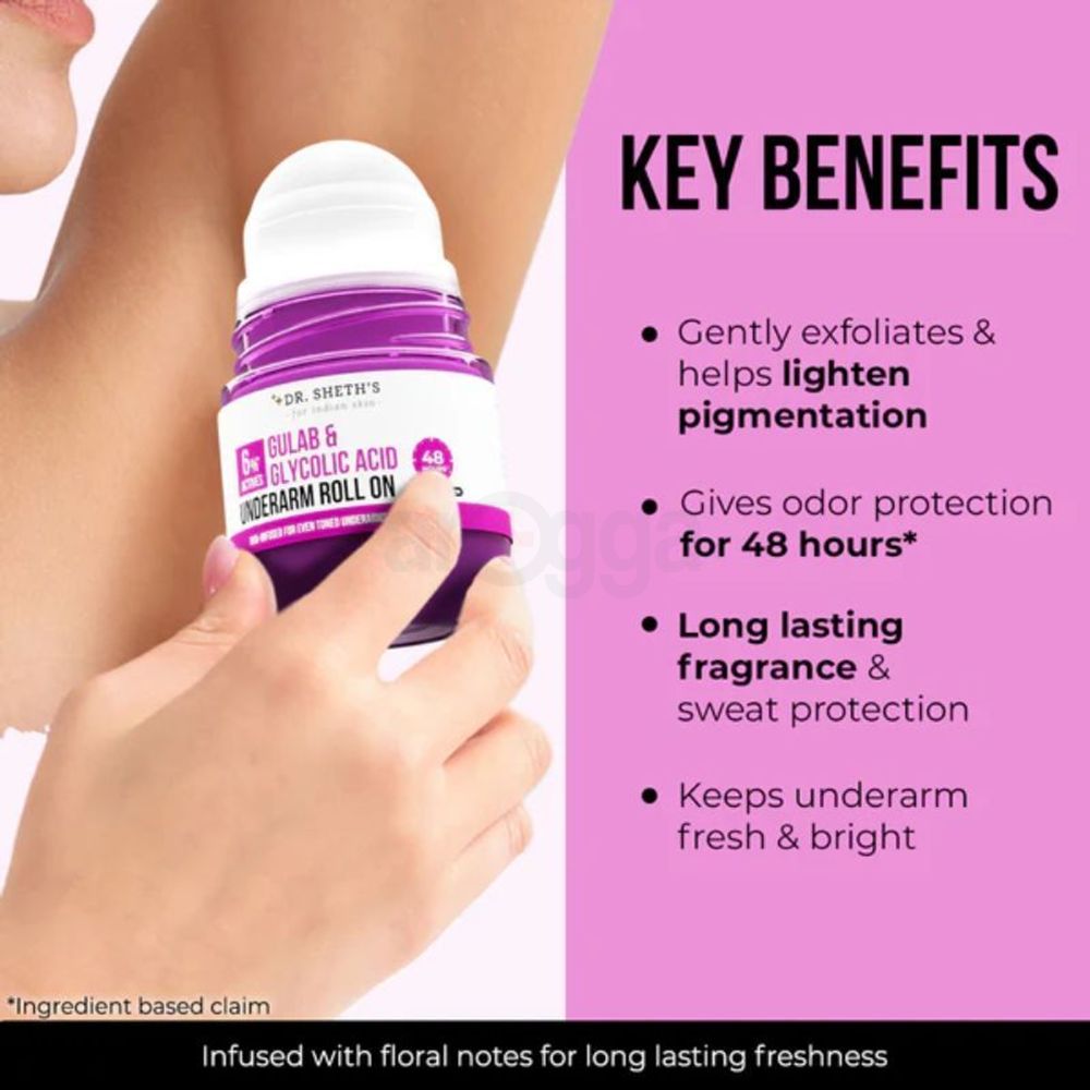 Dr.Shet's Gulab & Glycolic Acid Underarm Roll On 50ml  