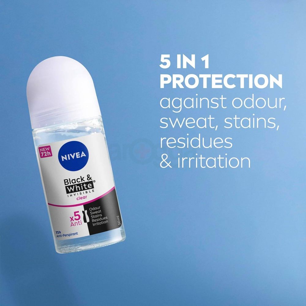 Nivea Black & White Invisible Clear 72h Anti-Perspirant Roll On 50ml  