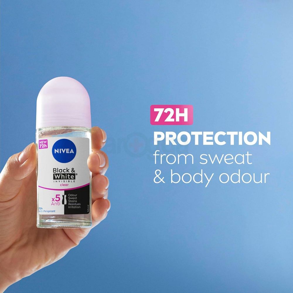 Nivea Black & White Invisible Clear 72h Anti-Perspirant Roll On 50ml  