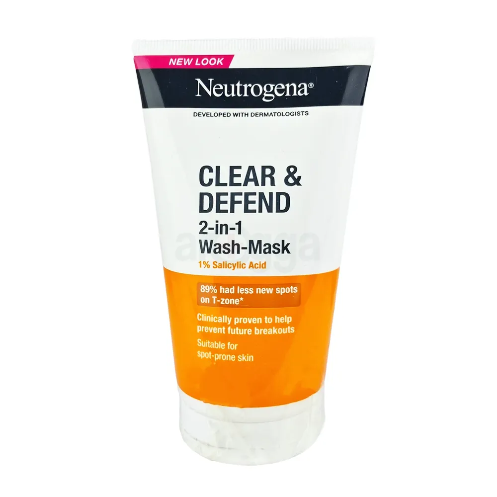 Neutrogena Clear & Defend 2-in-1, 1% Salicylic Acid Wash-Mask 150ml  