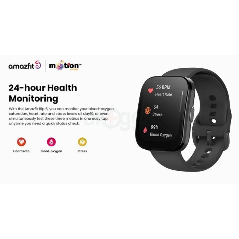 Amazfit Bip 5 Smartwatch 1.91" Ultra Large TFT Display Water Resistant GPS Smartwatch - Black  