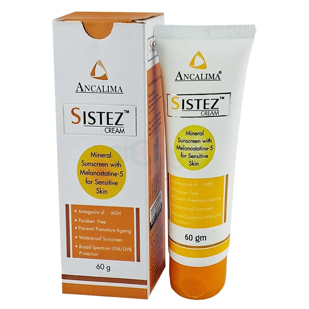 Ancalima Sistez Mineral Sunscreen Cream 60gm with Melanostatin-5 | For Sensitive Skin  