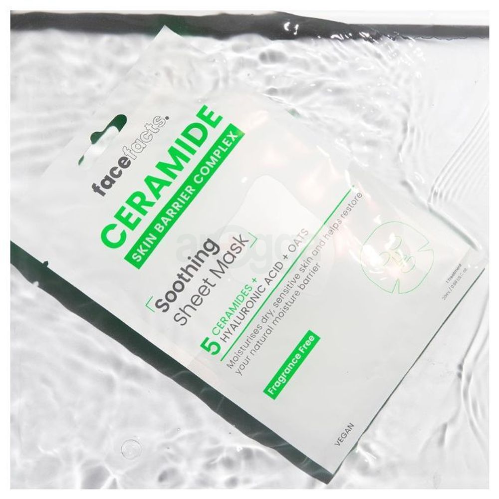 FaceFacts Ceramide Skin Barrier Complex Soothe & Protect Gift Set (Sheet Mask, Gel Cream, Eye Cream & Serum Cream)  