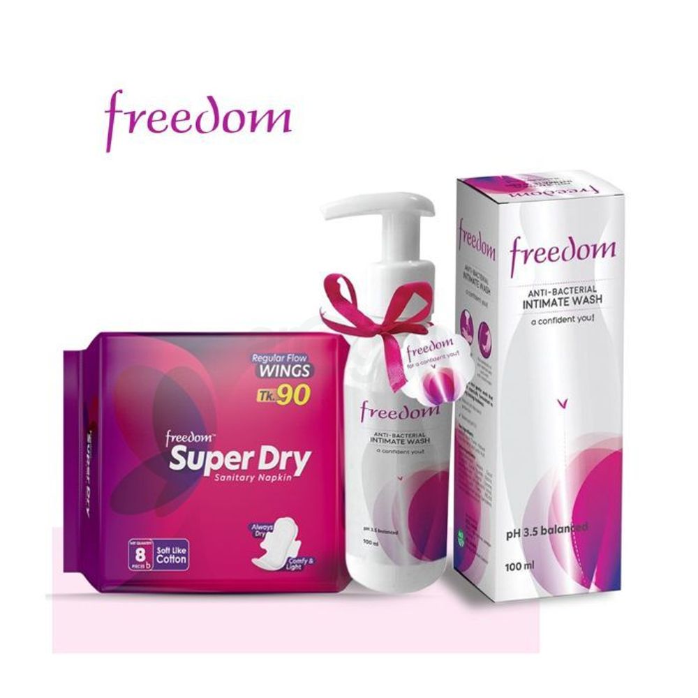 Buy 1 Freedom Intimate Wash 100 ml & Get 1 Freedom Super Dry Sanitary Napkin 8 Pad Free  