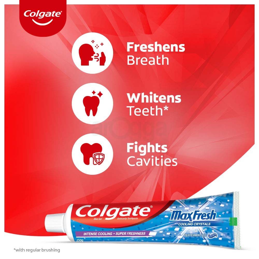 Colgate Max Fresh Red Gel Toothpaste 150g + Colgate Max Fresh Blue Gel Toothpaste 150g Combo Pack  