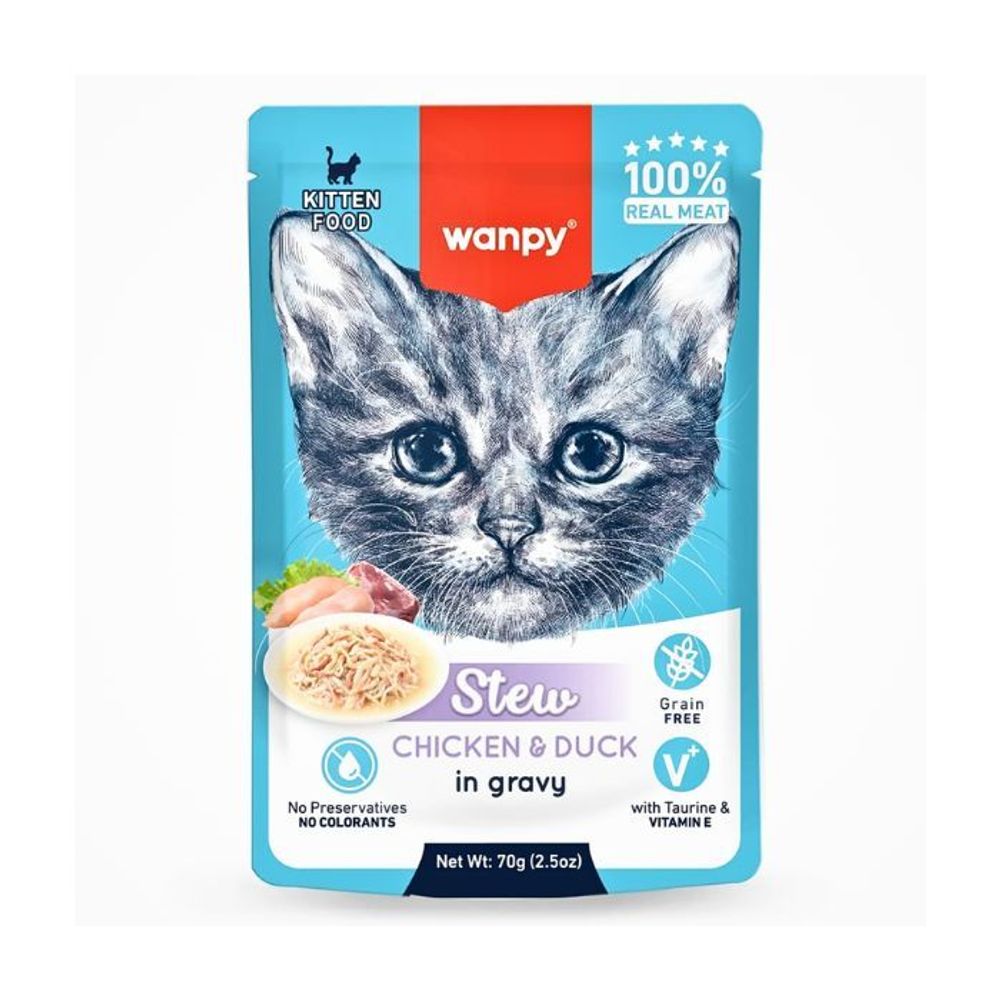 Wanpy Stew Chicken & Duck in Gravy Kitten Food 70g  