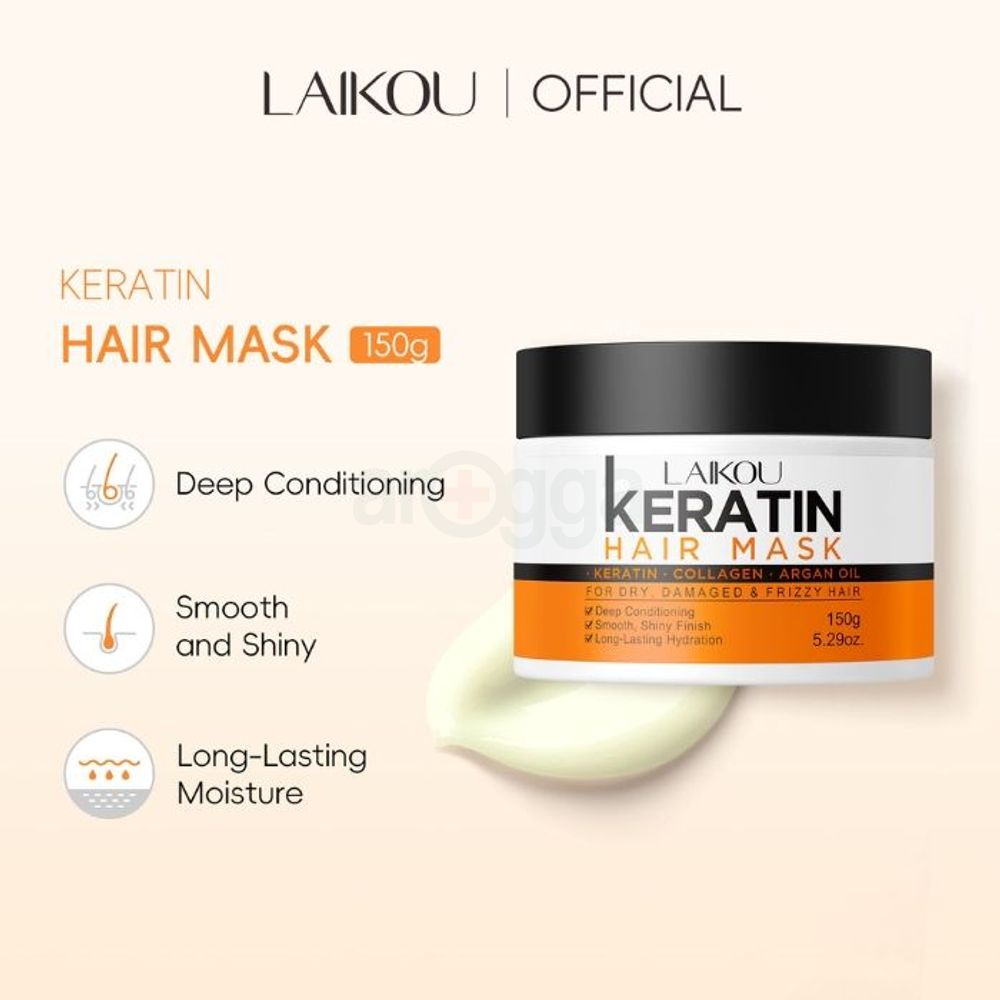 Laikou Keratin Hair Mask for Dry, Damaged and Frizzy Hair 150g  