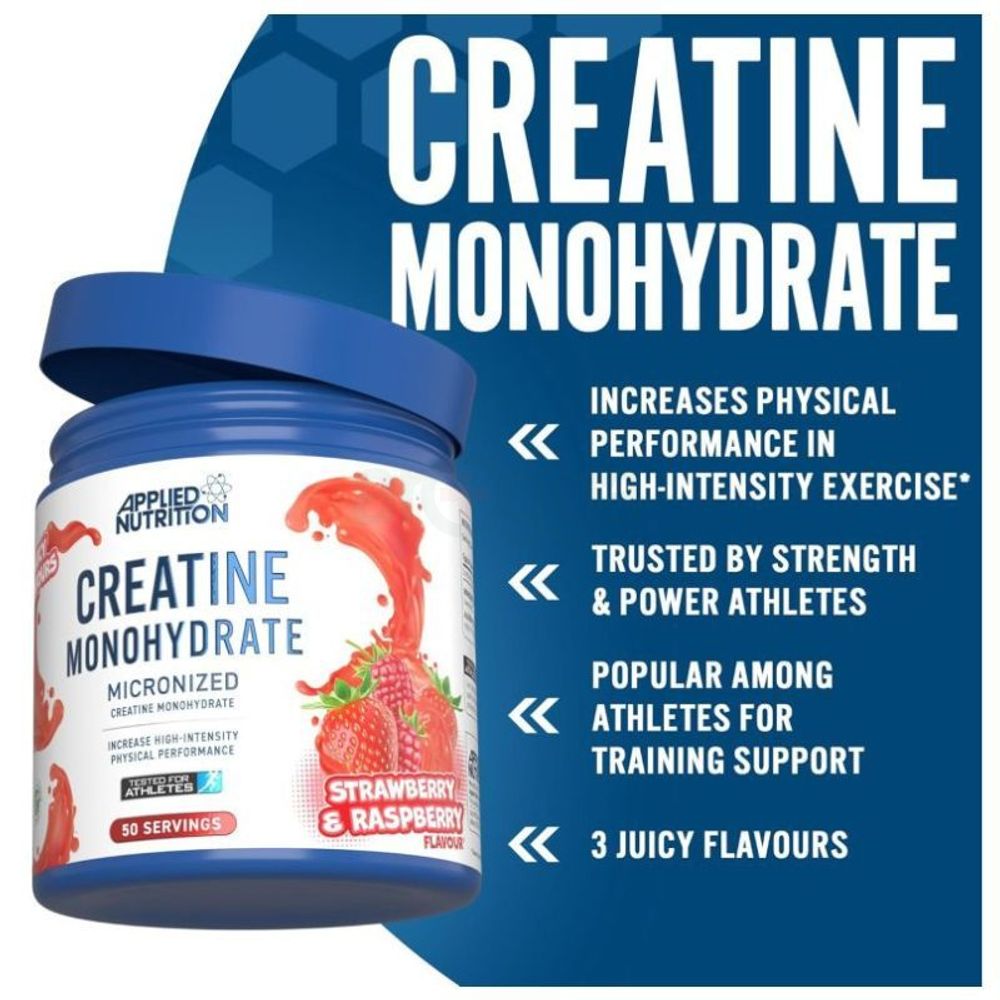 Applied Nutrition Creatine Monohydrate, Strawberry & Raspberry, 50 Serving  