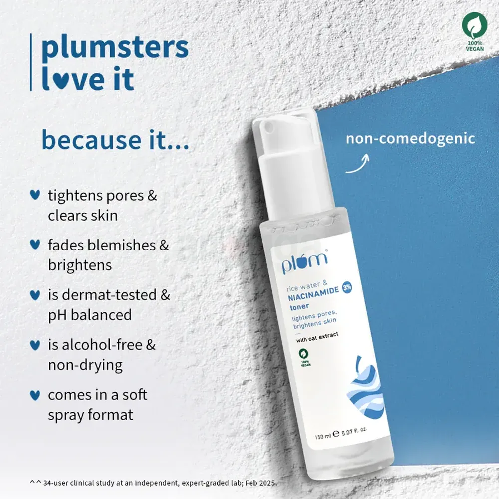 Plum Rice Water & 3% Niacinamide Toner for All Skin Types 150ml  