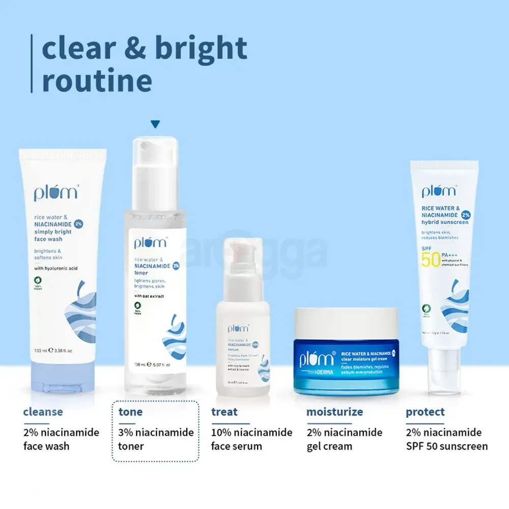 Plum Rice Water & 3% Niacinamide Toner for All Skin Types 150ml  