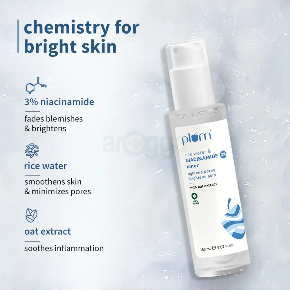 Plum Rice Water & 3% Niacinamide Toner for All Skin Types 150ml  