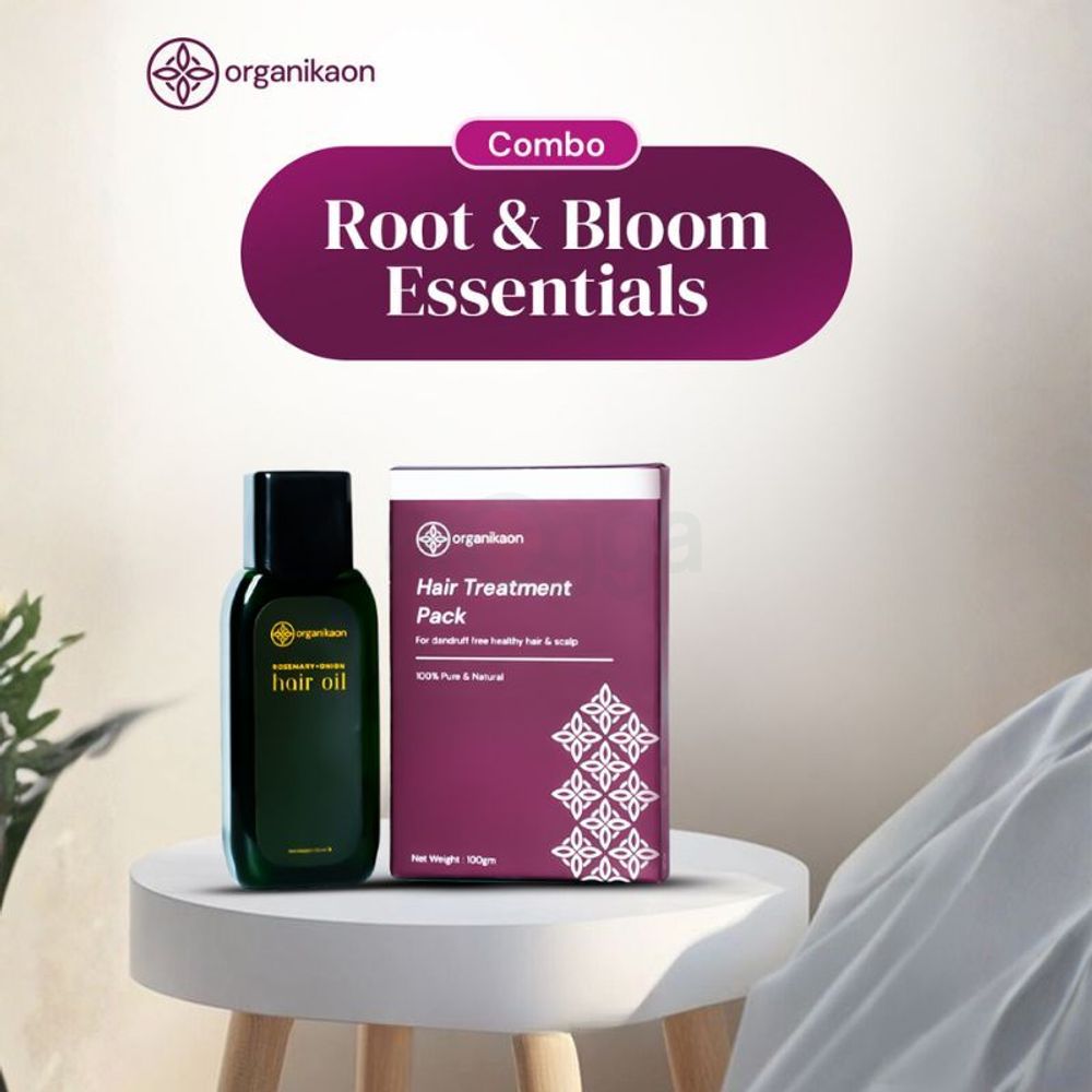 Organikaon Hair Care Combo (Rosemary Plus Onion Hair Oil 150ml + Hair Treatment Pack 100g)  