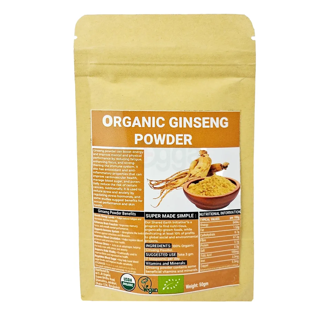 Organic Ginseng Powder 50gm – 100% Pure USDA Organic Energy & Immunity Booster  