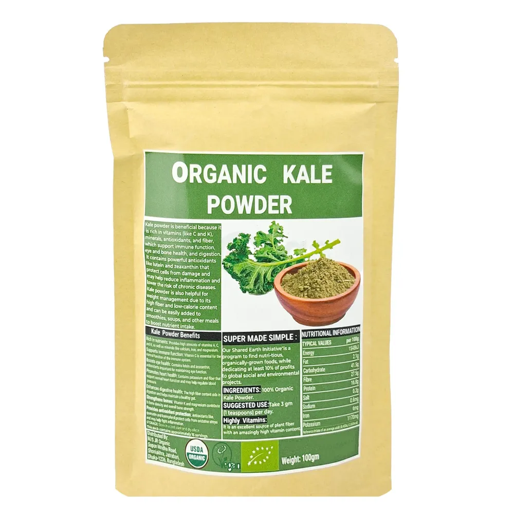 Organic Kale Powder 100gm – 100% Pure USDA Organic Nutrient-Rich Greens Superfood  