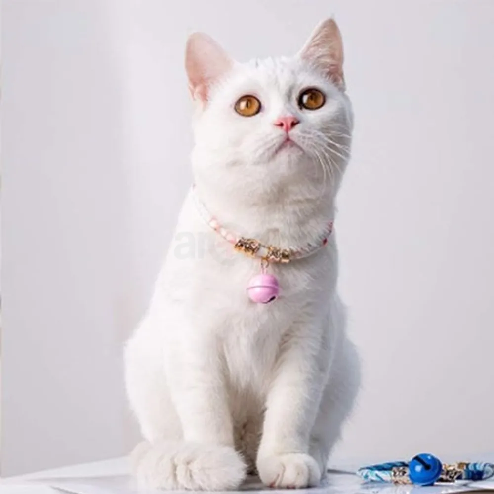 Pet Cat Retro-Style Neck Collar Belt with Multi Colour Bell  