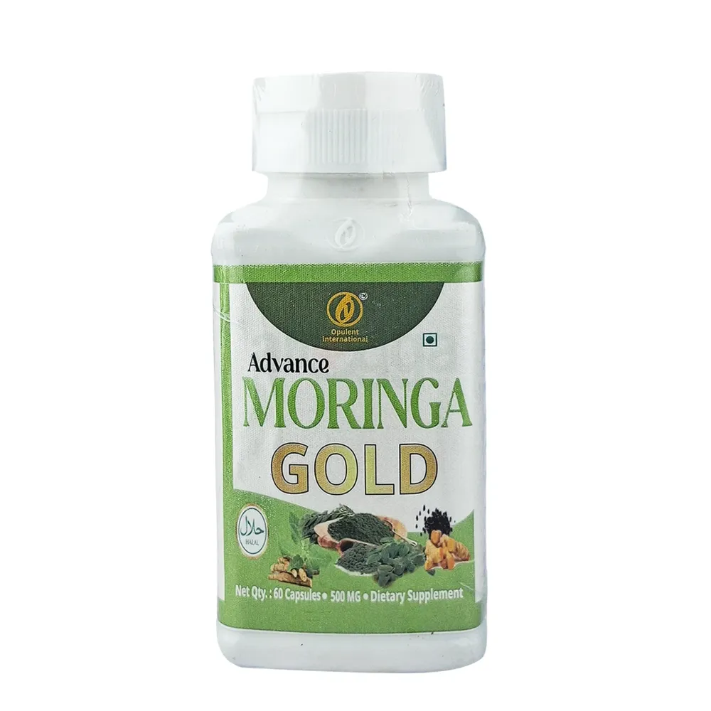 Opulent Advance Moringa Gold – 500 mg Dietary Supplement – 60 Capsules  
