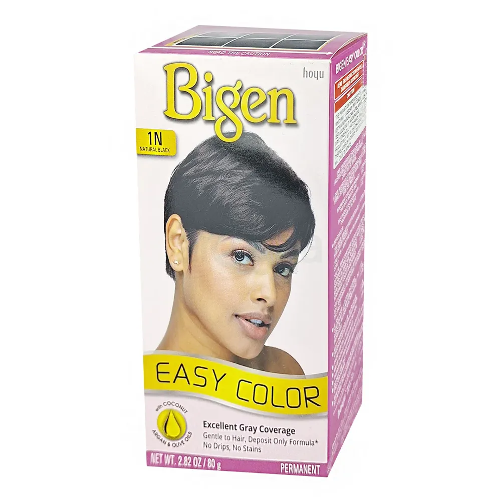 Bigen Easy Color 1N Natural Black – Excellent Gray Coverage, Permanent Hair Color with Coconut, Argan & Olive Oil – 80g  