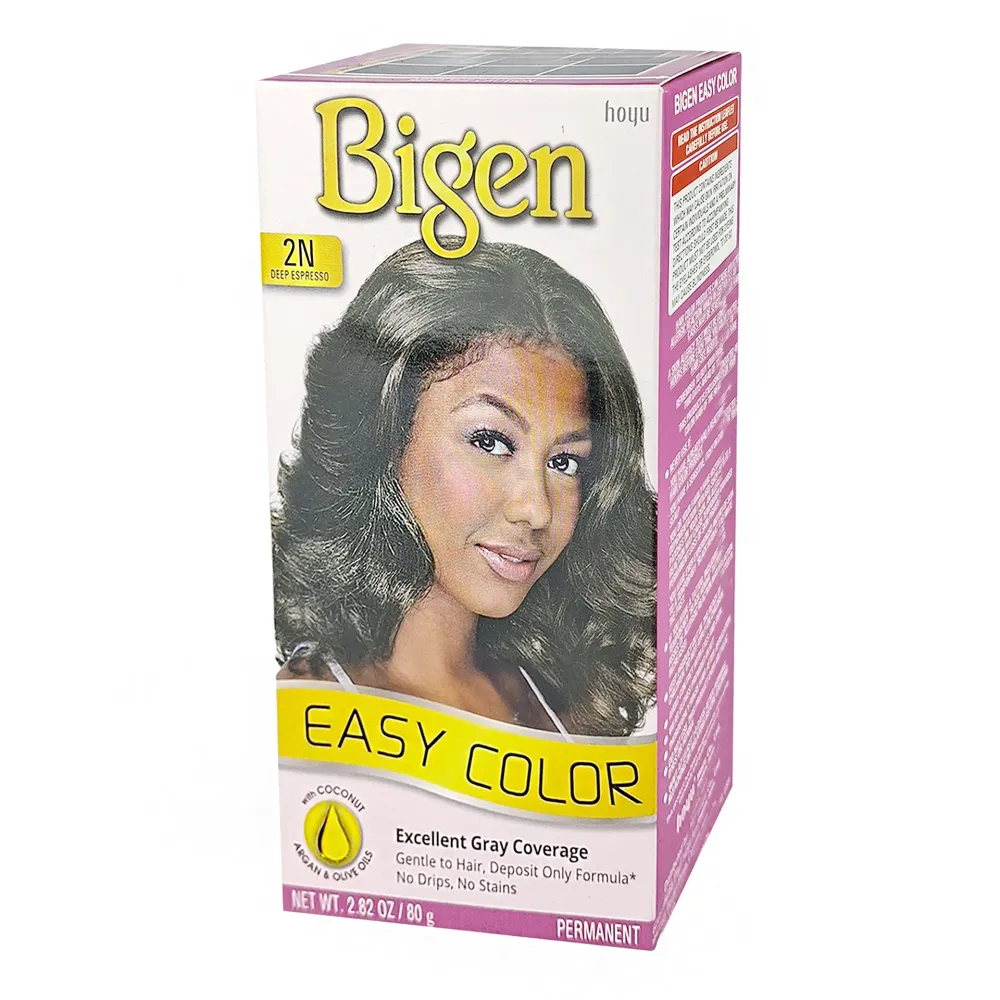 Bigen Easy Color 2N Deep Espresso – Excellent Gray Coverage, Permanent Hair Color with Coconut, Argan & Olive Oil – 80g  