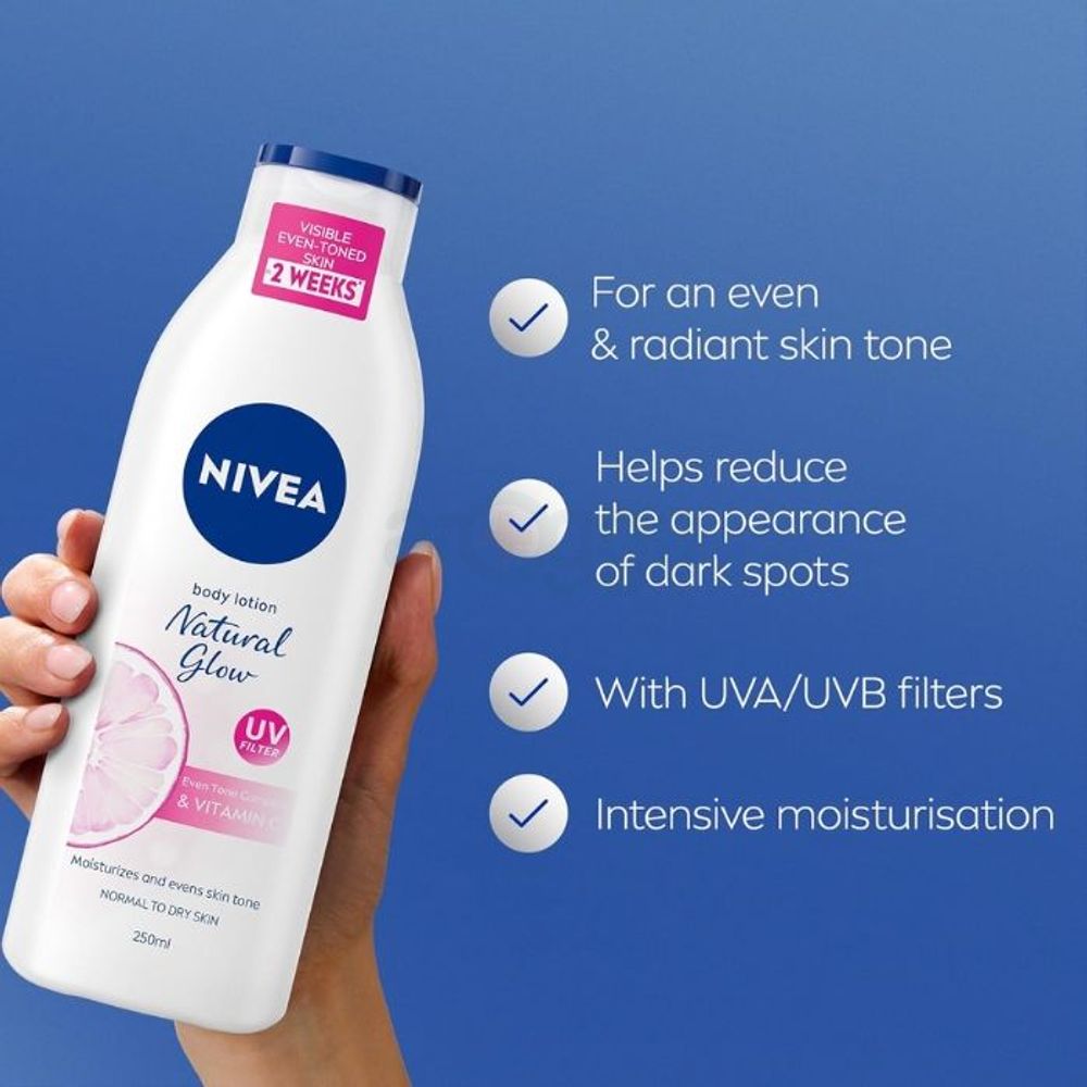 Nivea Body Lotion Natural Glow Even Tone Complex & Vitamin C for Normal to Dry Skin 250ml  