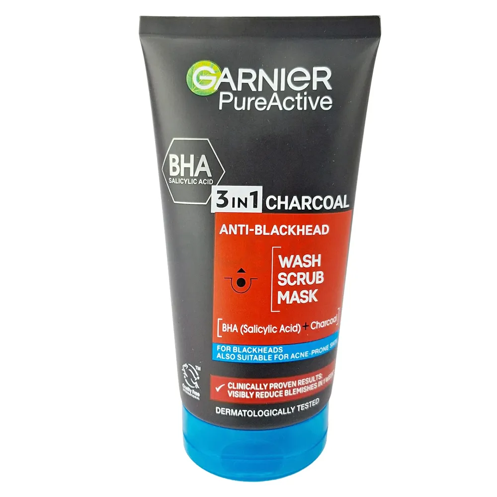 Garnier Pure Active 3in1 Anti Blackhead Scrub with BHA+Charcoal 150ml  