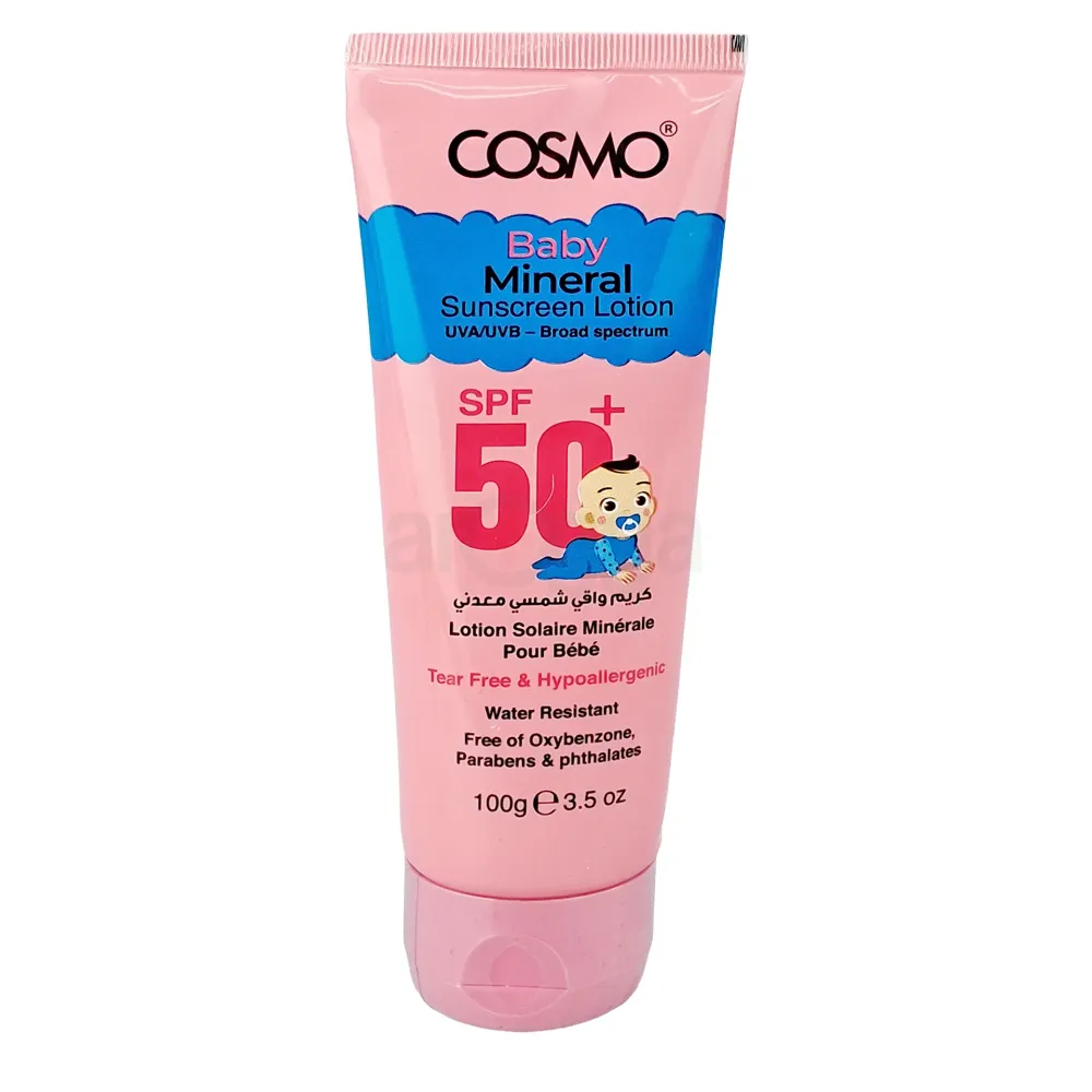 Cosmo Baby Mineral Sunscreen Lotion SPF 50+ – Broad Spectrum UVA/UVB Protection (100g)  