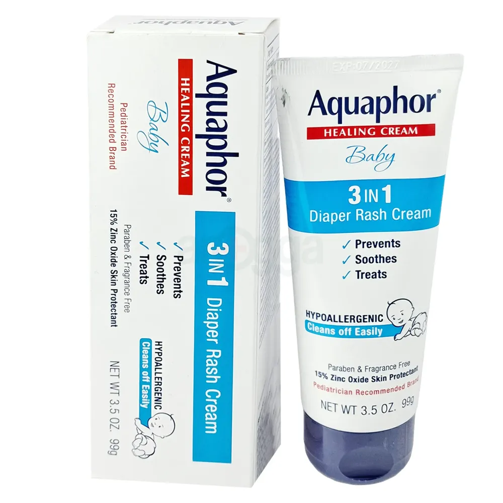 Aquaphor Baby Healing Cream 3-in-1 Diaper Rash Cream (15% Zinc Oxide) – 99g / 3.5oz  
