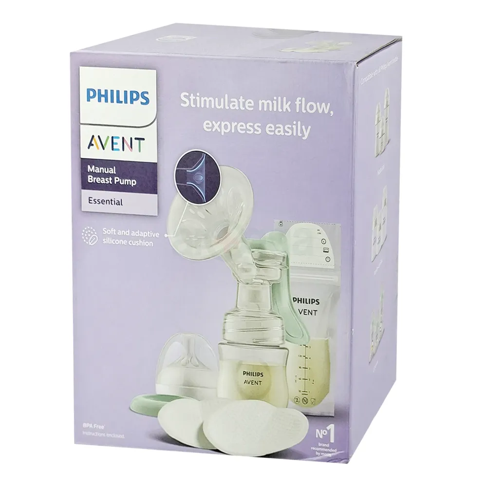 Philips Avent Essential Manual Breast Pump SCD417/20 – Soft Silicone Cushion with Petal Massage, Comfortable Hand Expression  