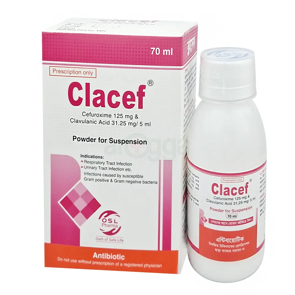 Clacef 70ml 125mg+31.25mg/5ml Powder for Suspension