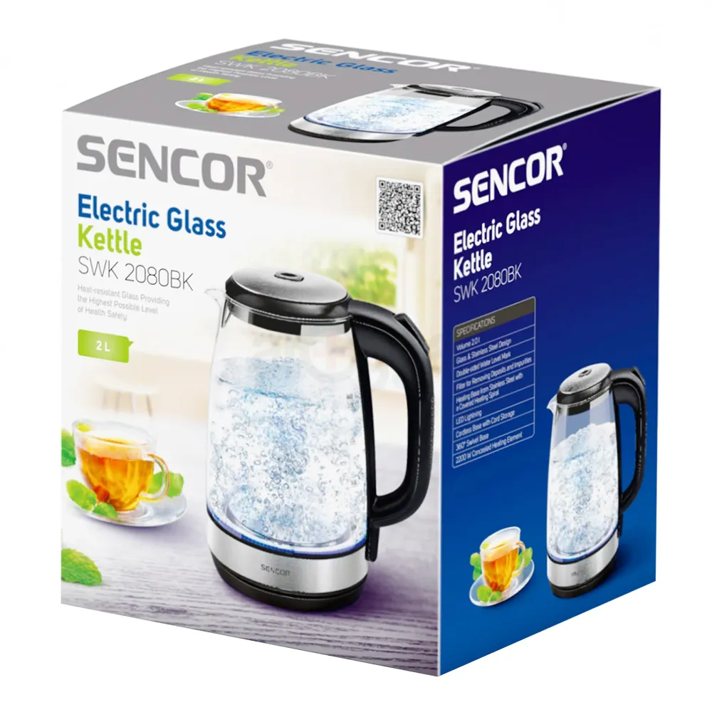 Sencor SWK 2080BK Electric Glass Kettle – 2200W, 2L Capacity, LED ...