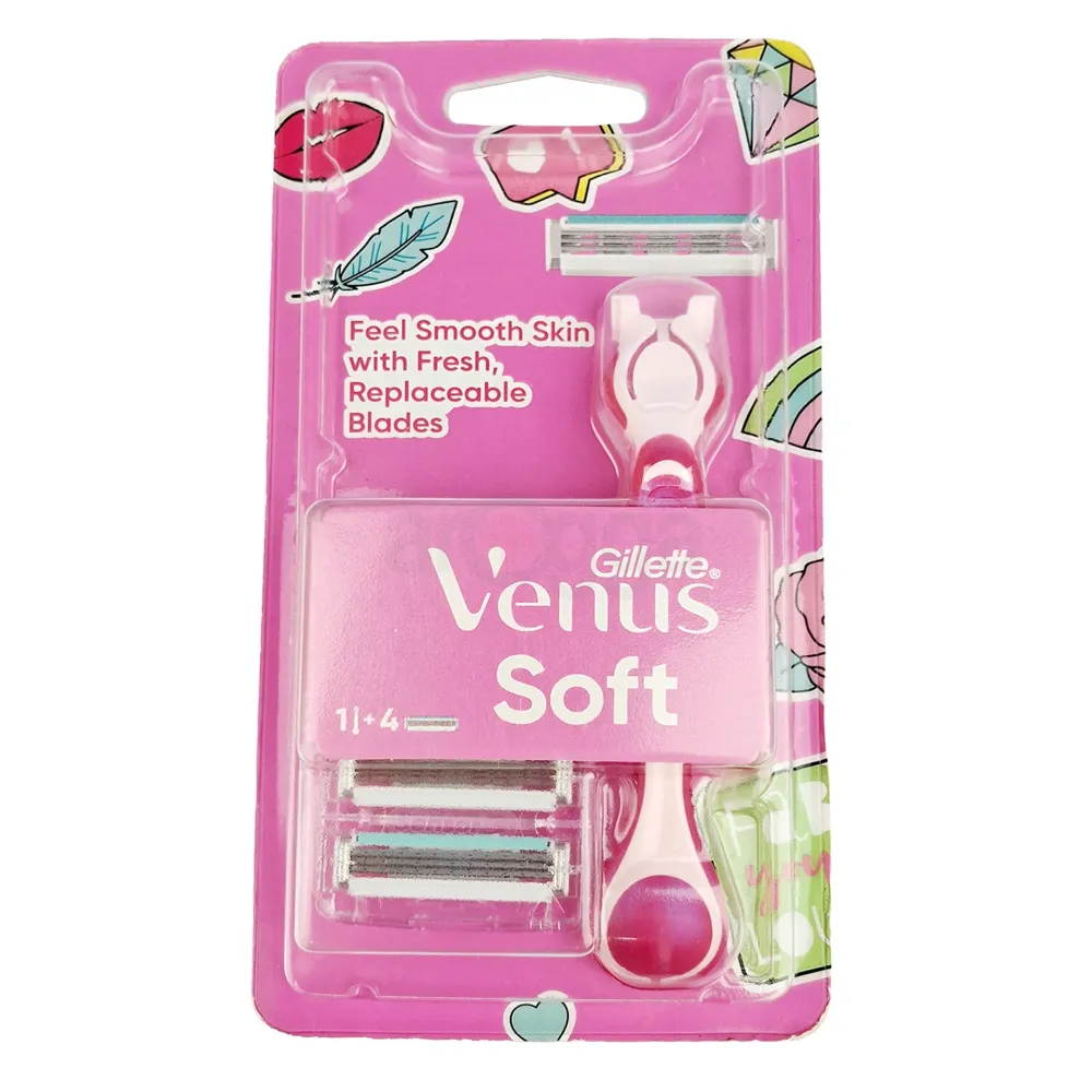 Gillette Venus Soft Women's Razor – 1 Razor + 4 Replacement Cartridges ...