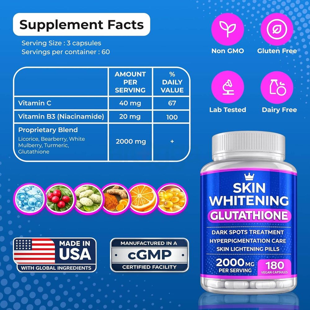 glutathione amino acids Potentveda L -Glutathione Skin Whitening & Glow 60 capsules (Pack of 1)  Price in India main image 1