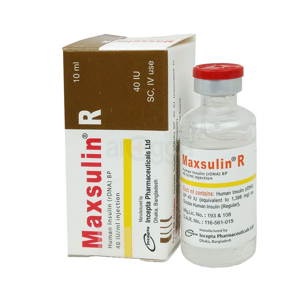 Maxsulin R 40IU Vial 40IU/ml Injection