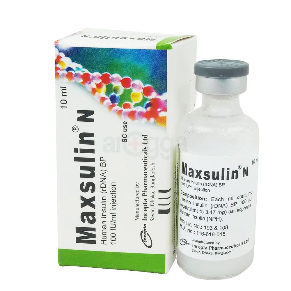 Maxsulin N 100IU Vial 100IU/ml Injection