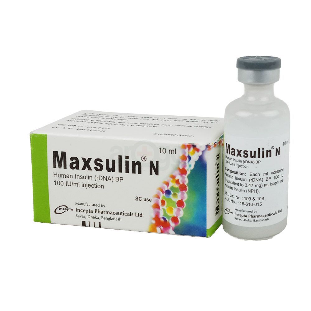 Maxsulin N 100IU Vial 100IU/ml Injection