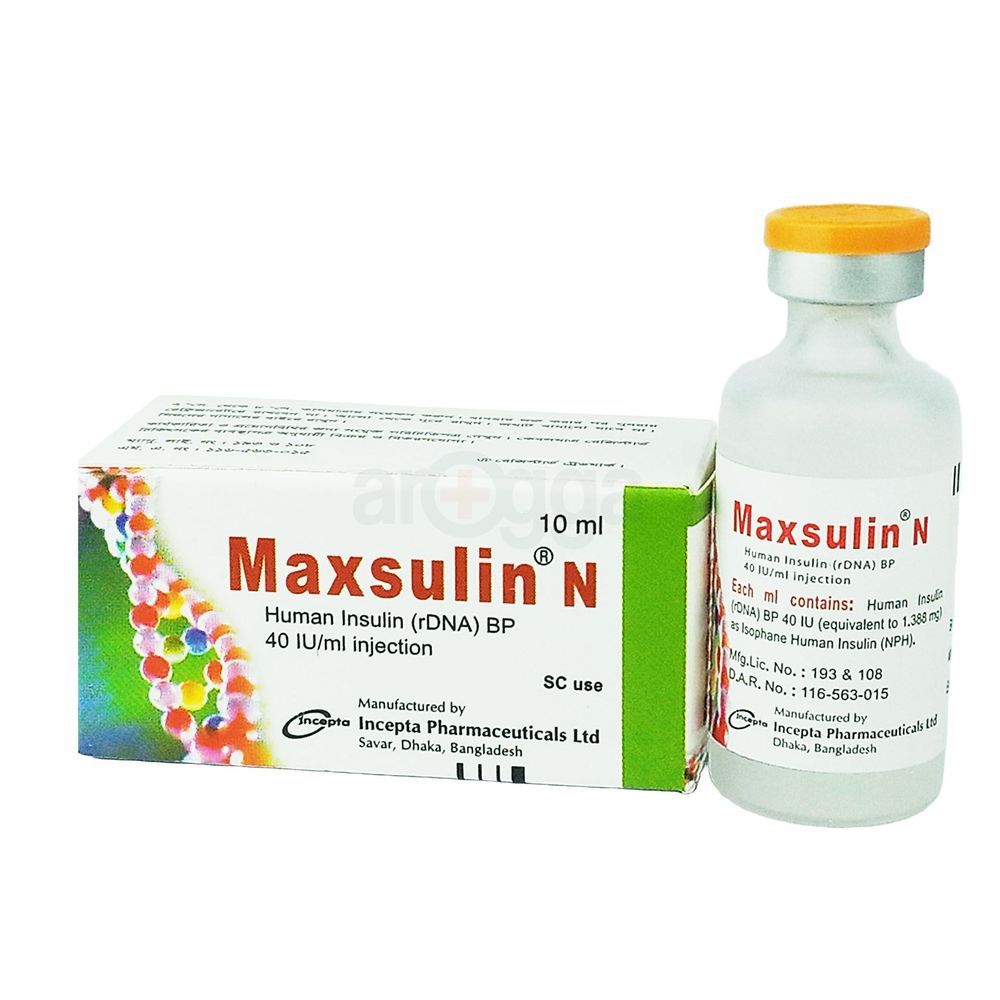 Maxsulin N 40IU Vial 40IU/ml Injection