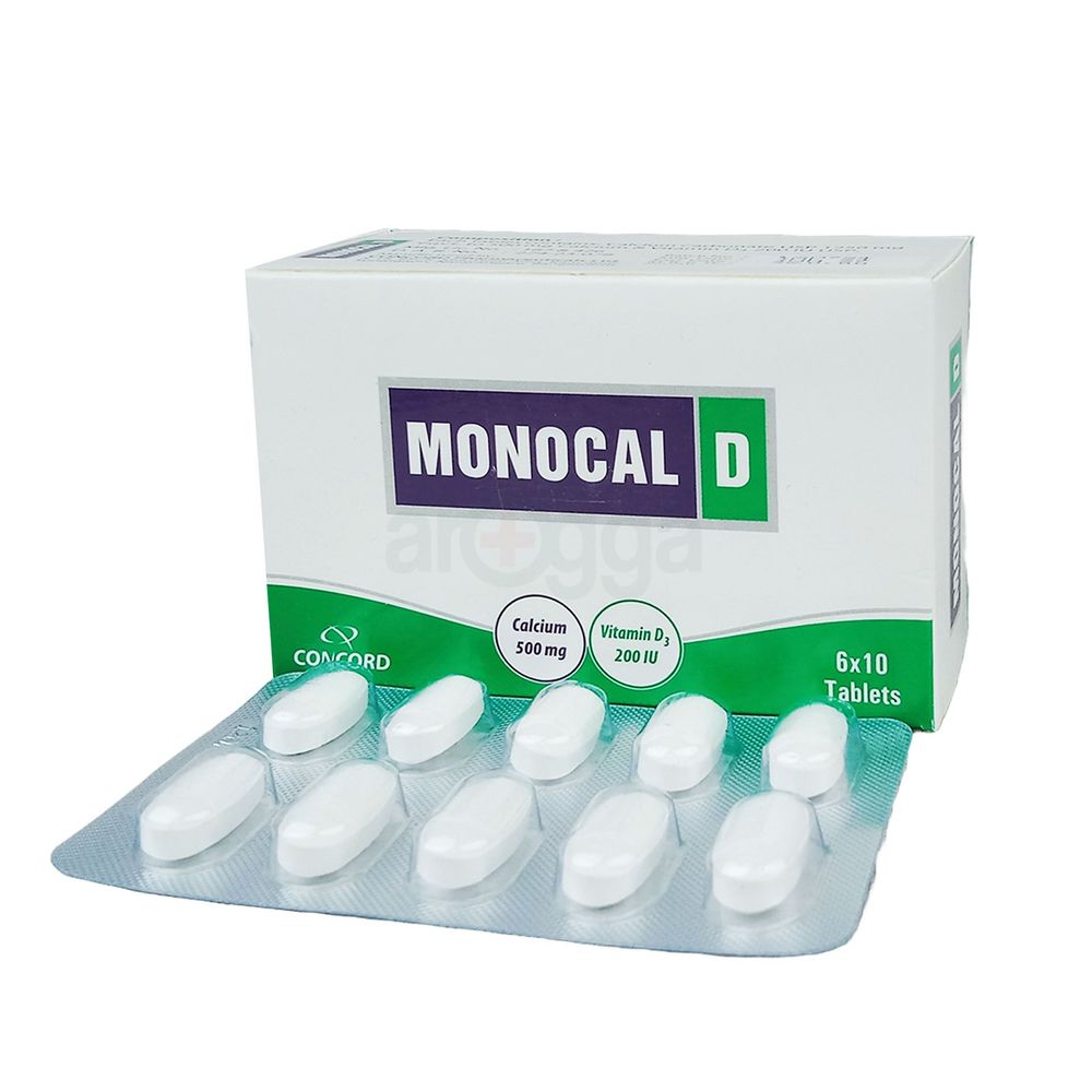 Monocal D (10) 500mg+200IU Tablet