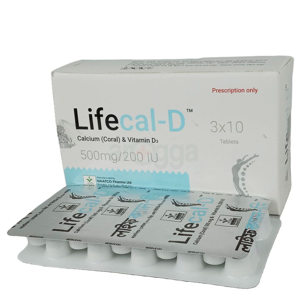 Lifecal-D 500mg+200IU Tablet