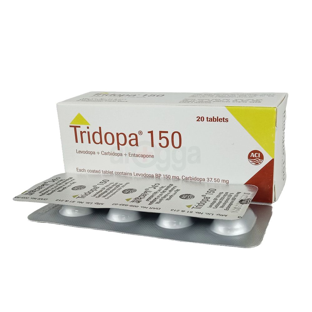 Tridopa 150mg+37.5mg+200mg Tablet