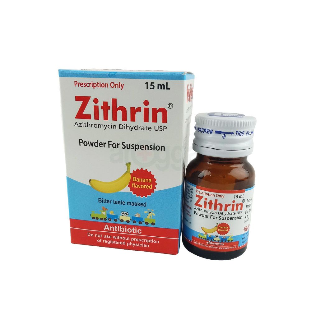 Zithrin 15ml Syrup 200mg/5ml Powder for Suspension