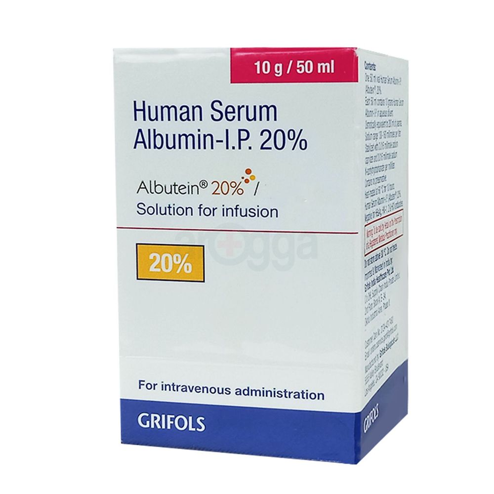 Human Serum Albumin-I.P. 20% Albutein Solution for Infusion 50ml 20%/50ml infusion
